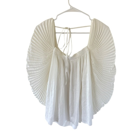 Kobi Halperin White Accordion Sleeve Pleated Blouse - Picture 6 of 8